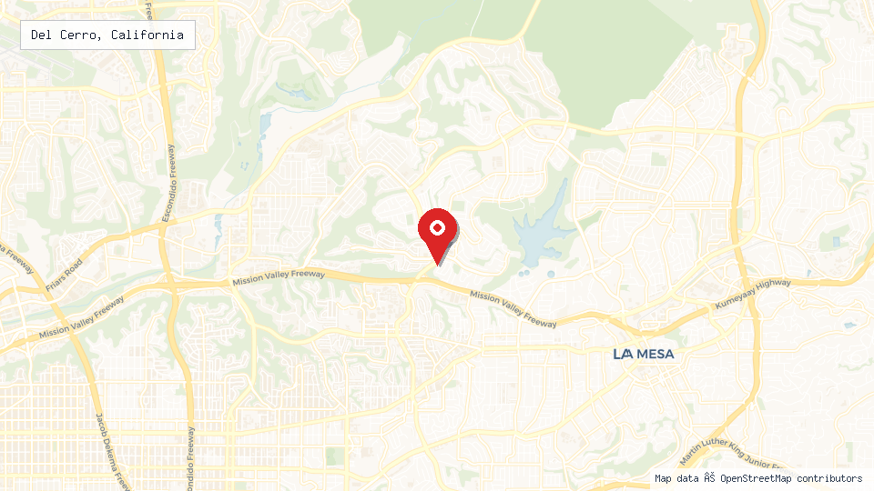 Street map of Del Cerro, California with location pin