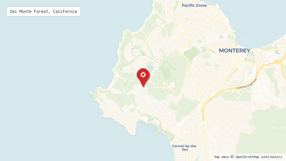 Street map of Del Monte Forest, California with location pin