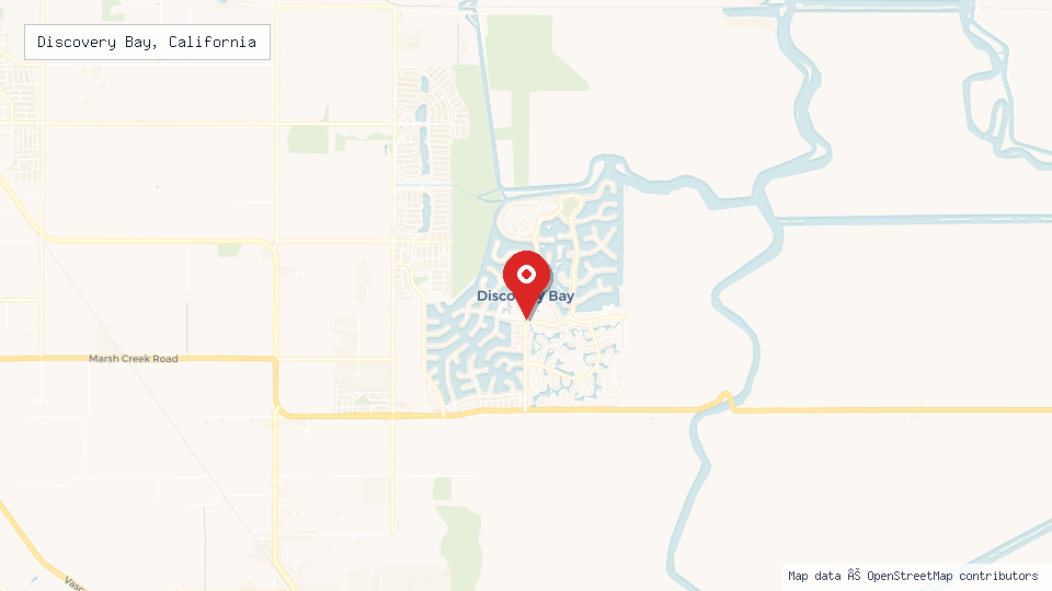 Street map of Discovery Bay, California with location pin