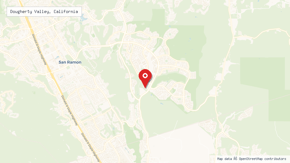 Street map of Dougherty Valley, California with location pin