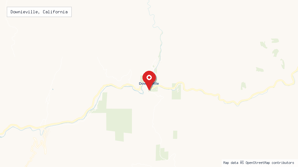 Street map of Downieville, California with location pin