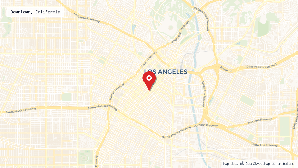 Street map of Downtown, California with location pin