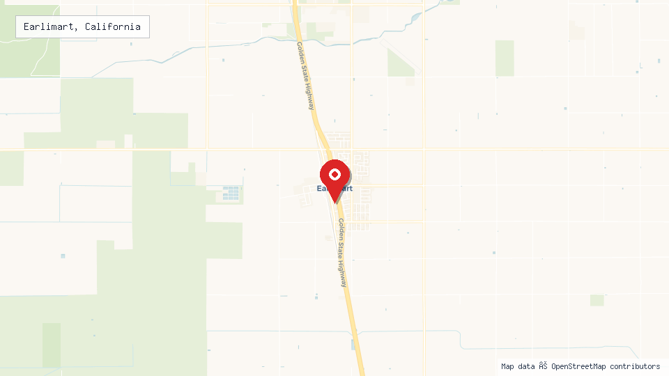 Street map of Earlimart, California with location pin
