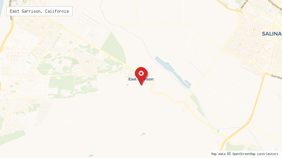 Street map of East Garrison, California with location pin