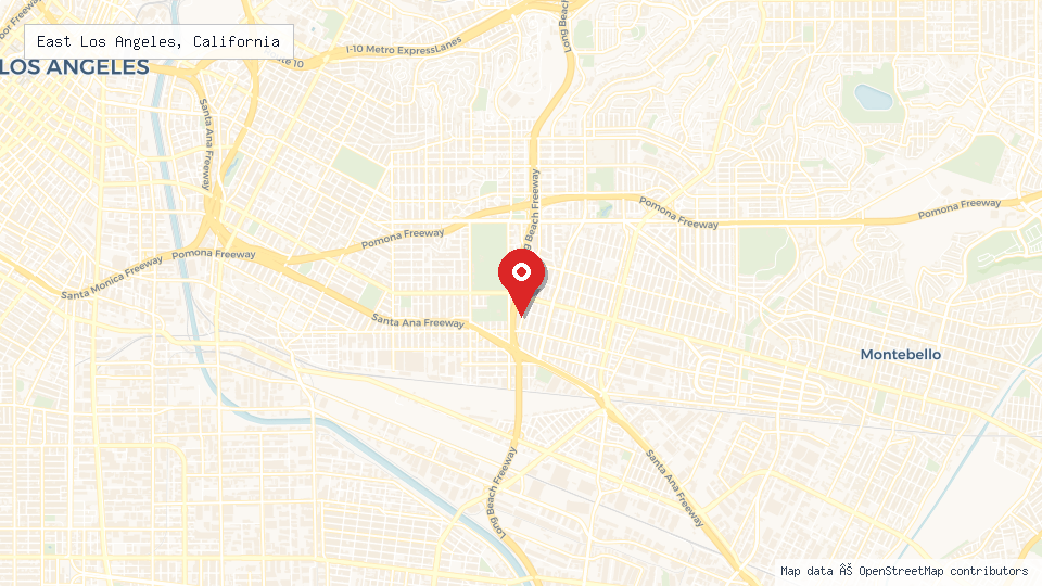 Street map of East Los Angeles, California with location pin