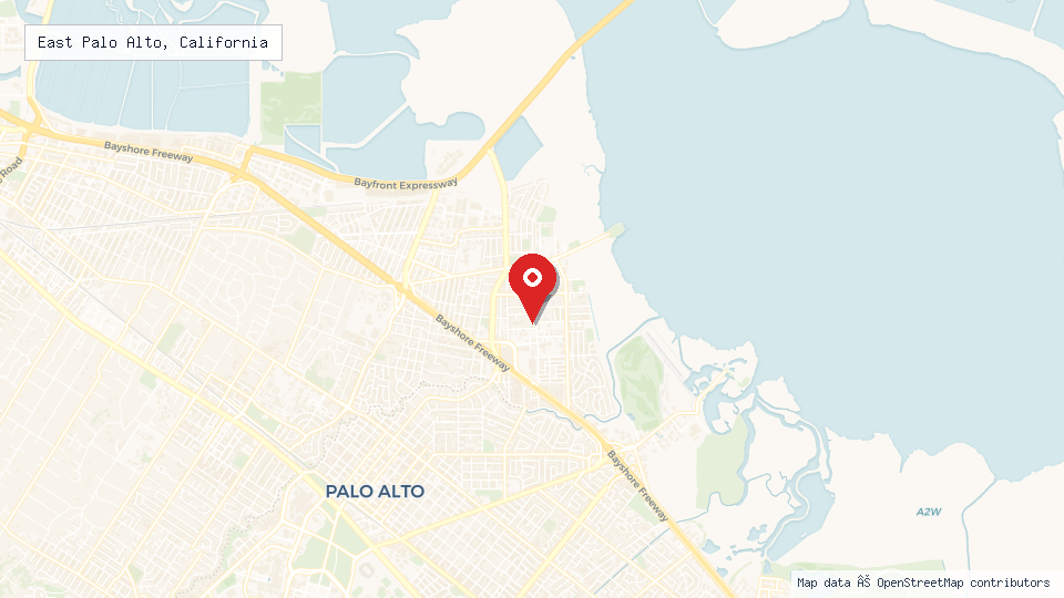 Street map of East Palo Alto, California with location pin