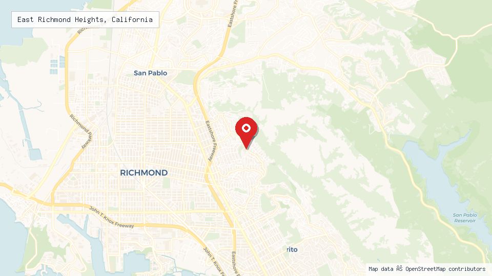 Street map of East Richmond Heights, California with location pin