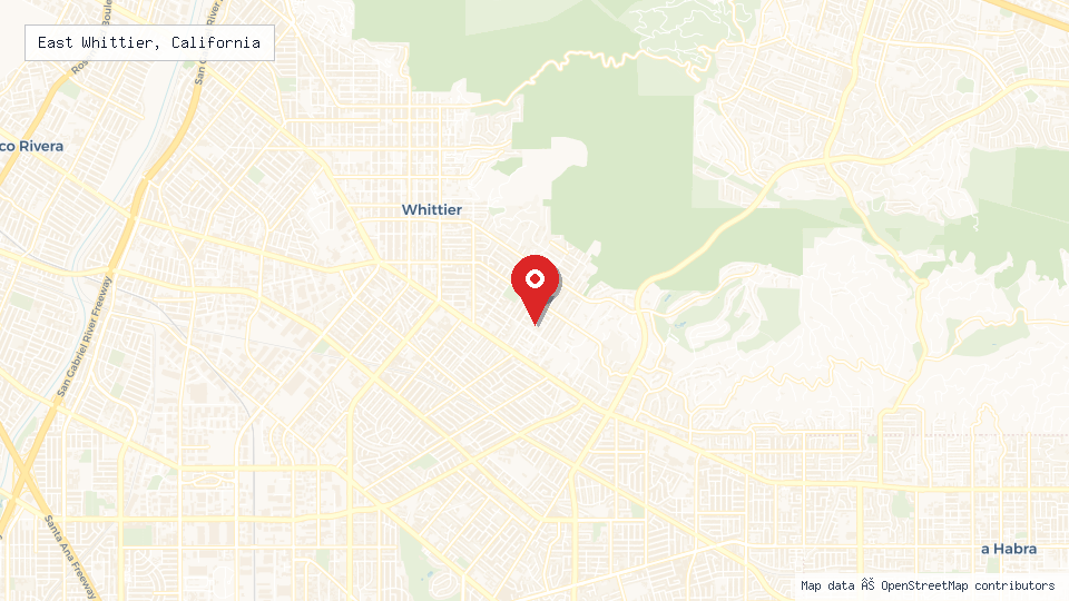 Street map of East Whittier, California with location pin