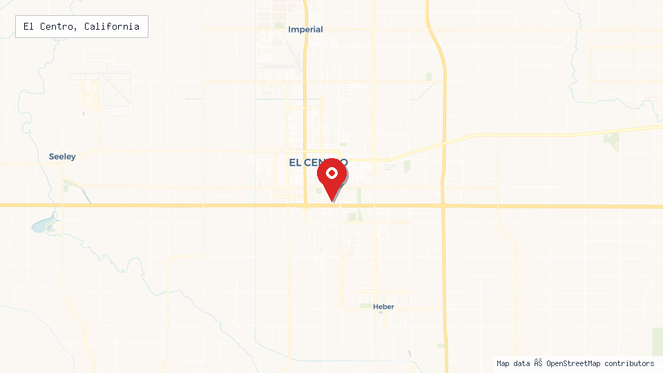 Street map of El Centro, California with location pin