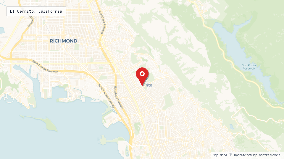 Street map of El Cerrito, California with location pin