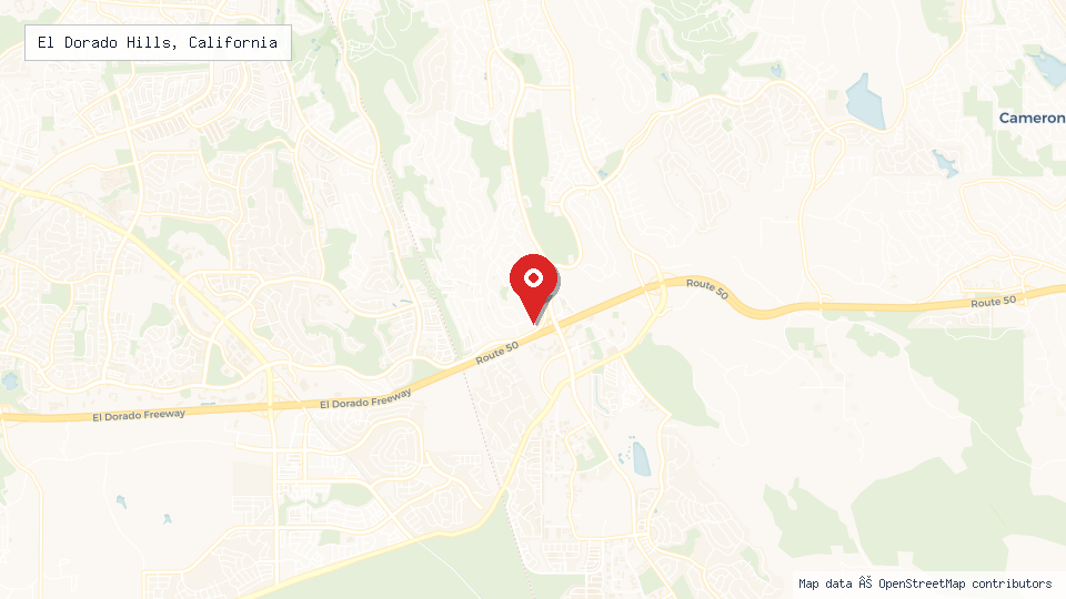 Street map of El Dorado Hills, California with location pin