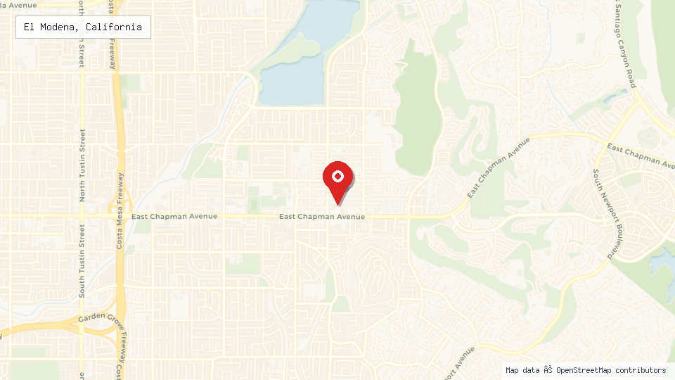Street map of El Modena, California with location pin