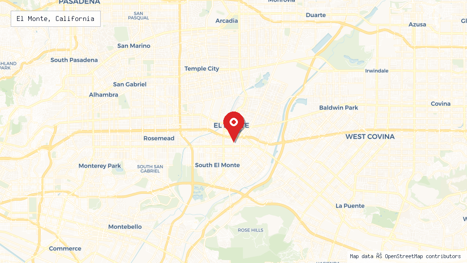 Street map of El Monte, California with location pin