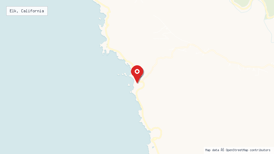Street map of Elk, California with location pin