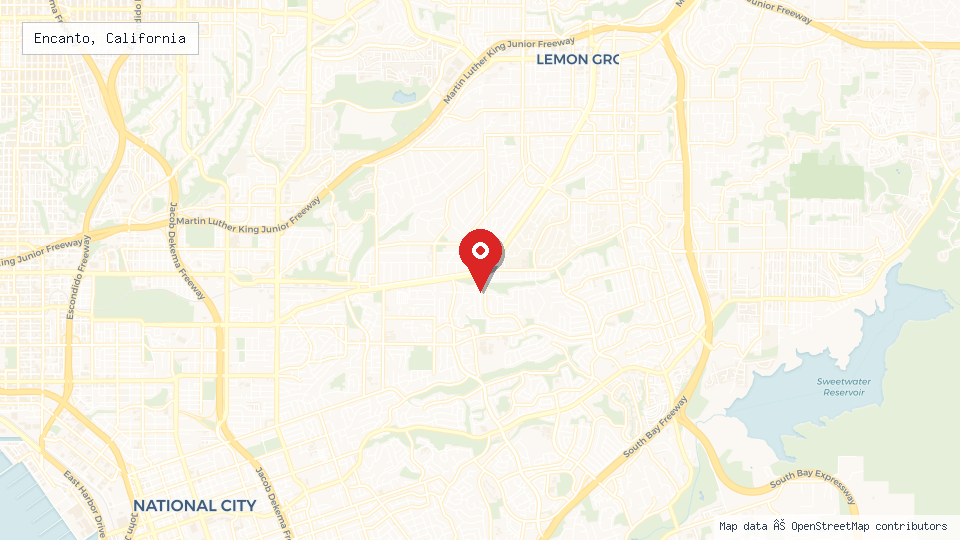 Street map of Encanto, California with location pin