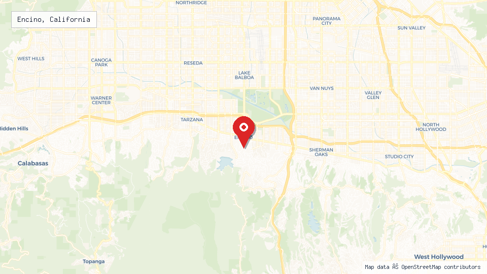 Street map of Encino, California with location pin
