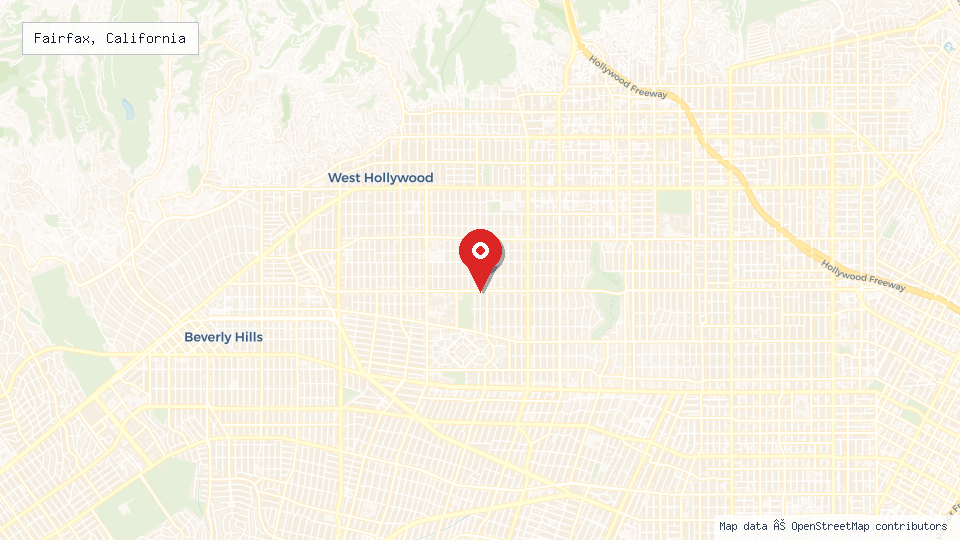Street map of Fairfax, California with location pin