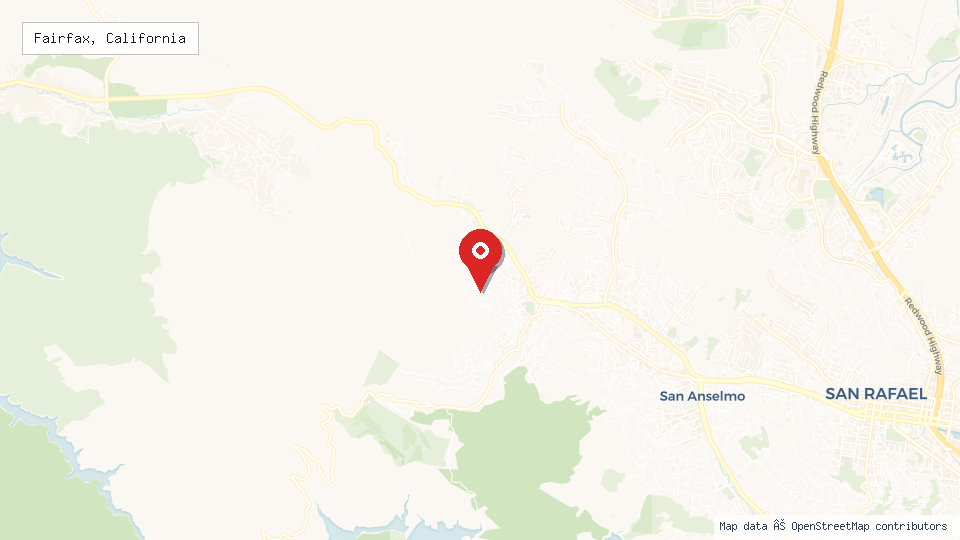 Street map of Fairfax, California with location pin