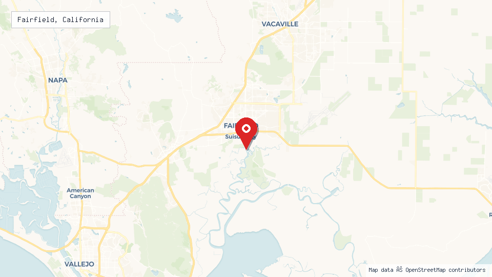 Street map of Fairfield, California with location pin