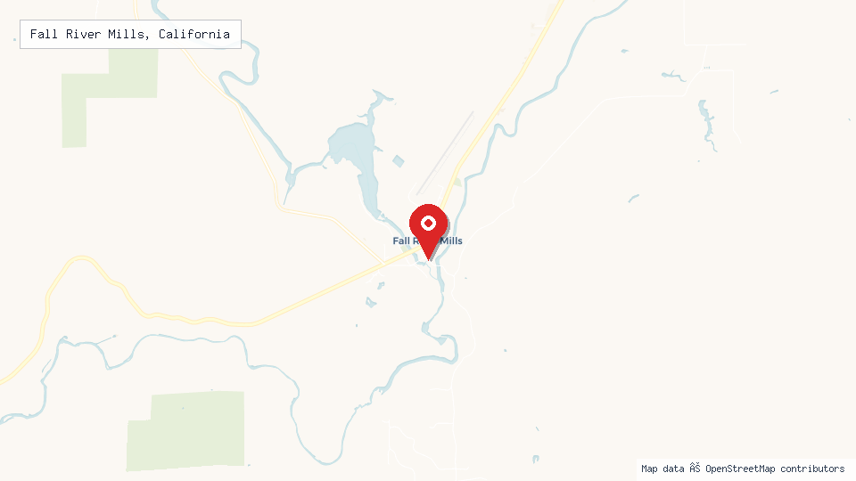 Street map of Fall River Mills, California with location pin