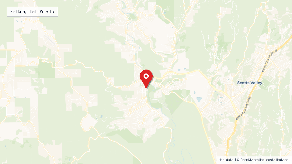 Street map of Felton, California with location pin