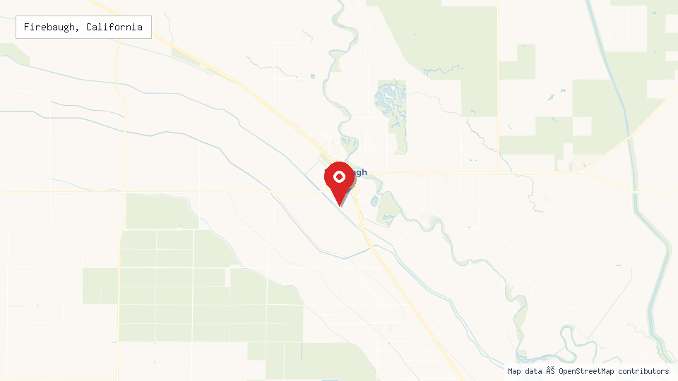 Street map of Firebaugh, California with location pin