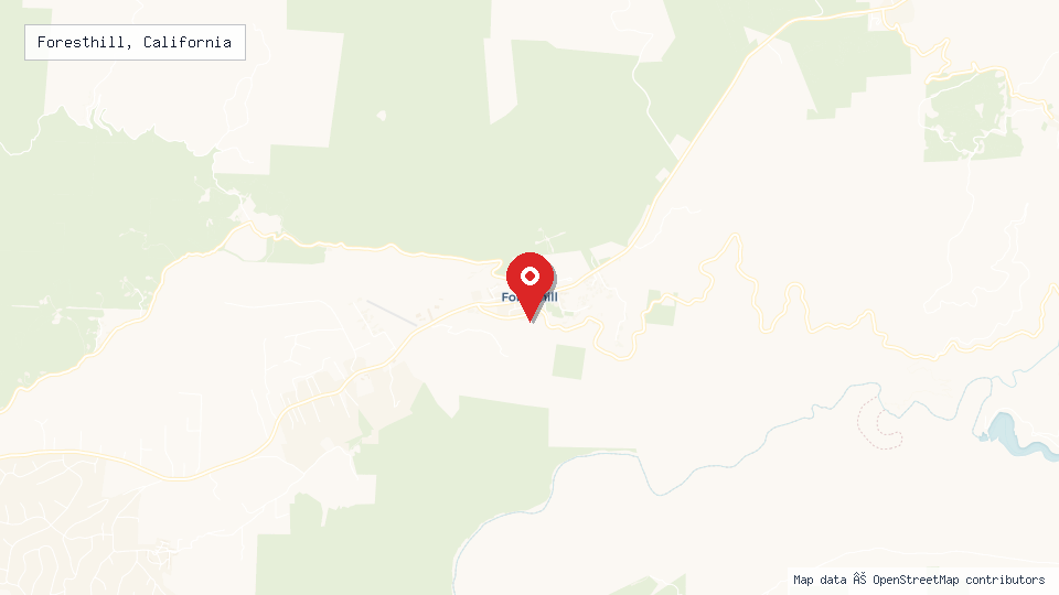 Street map of Foresthill, California with location pin