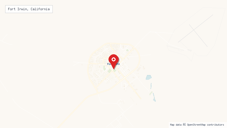 Street map of Fort Irwin, California with location pin