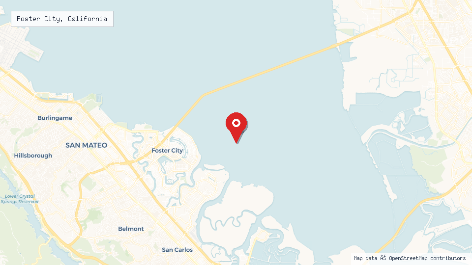 Street map of Foster City, California with location pin