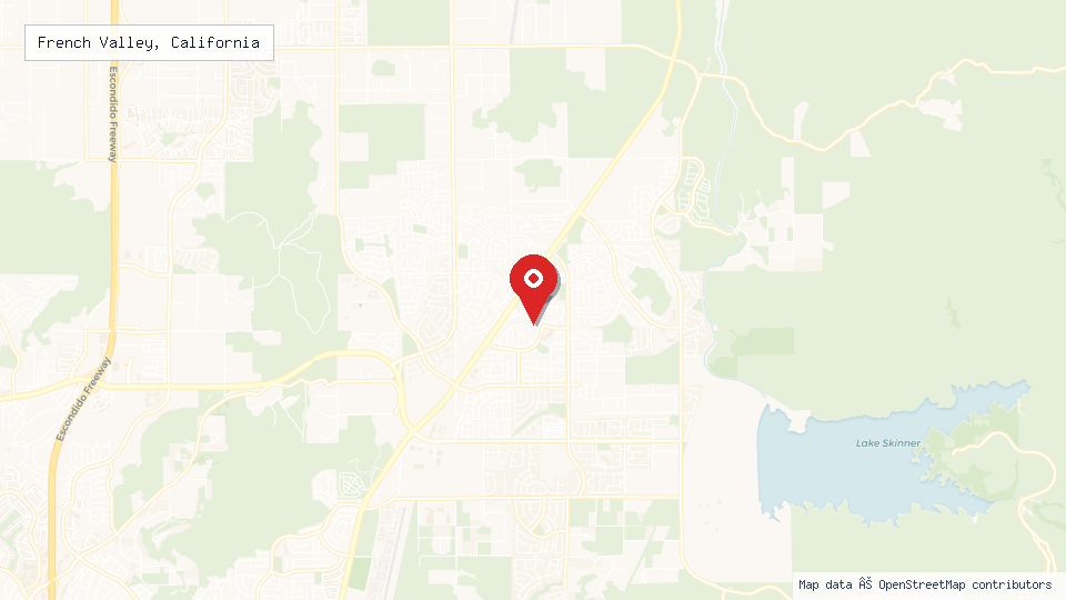 Street map of French Valley, California with location pin