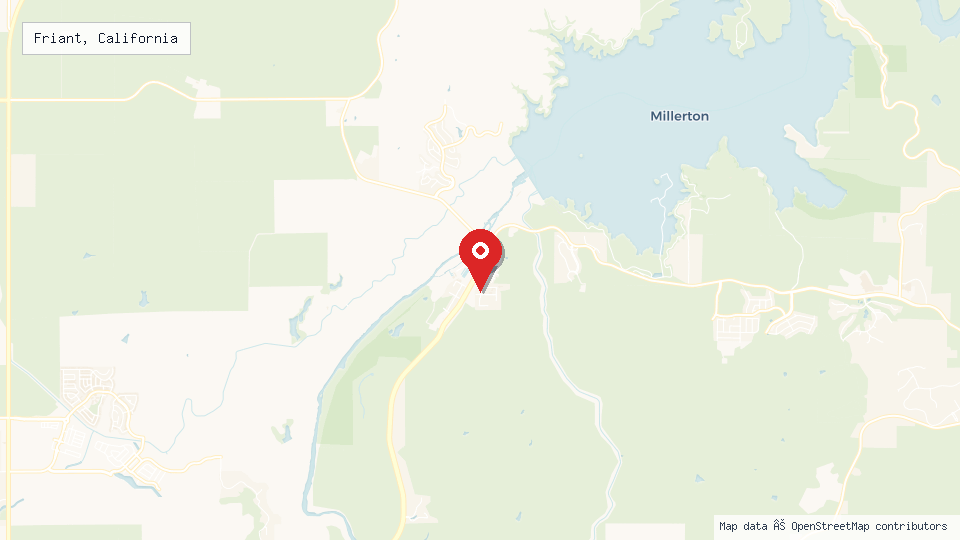 Street map of Friant, California with location pin