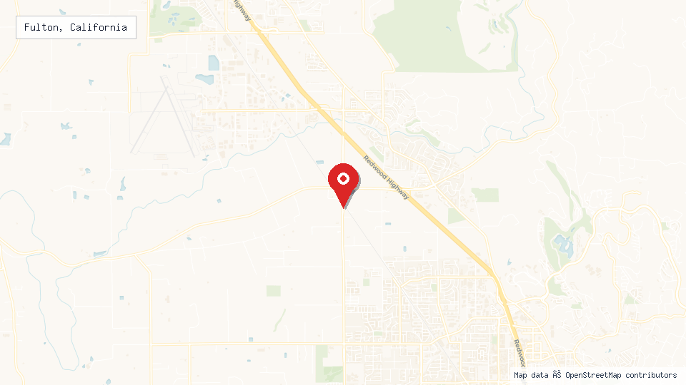 Street map of Fulton, California with location pin