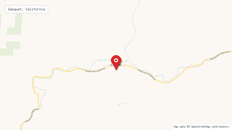 Street map of Gasquet, California with location pin