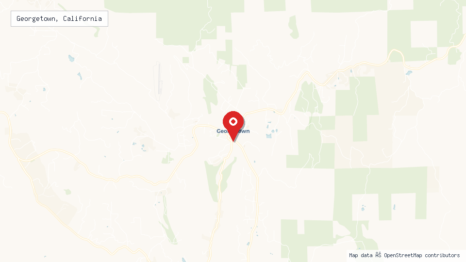 Street map of Georgetown, California with location pin
