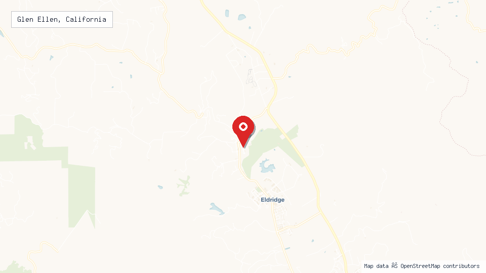 Street map of Glen Ellen, California with location pin