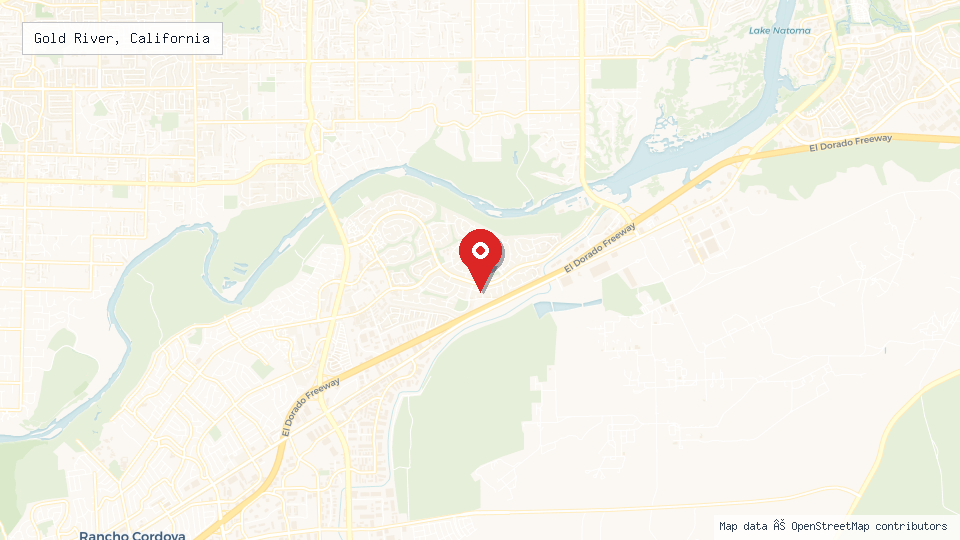Street map of Gold River, California with location pin