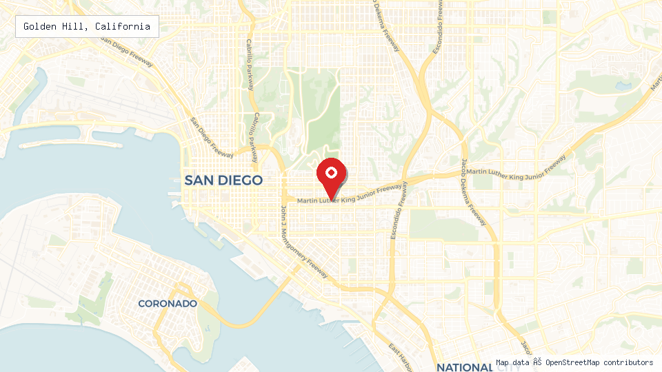 Street map of Golden Hill, California with location pin