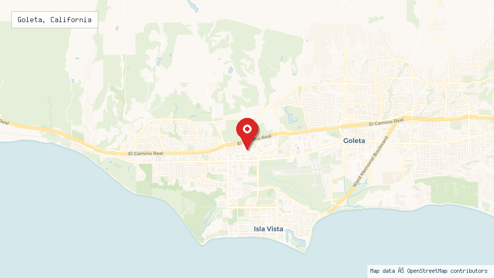 Street map of Goleta, California with location pin