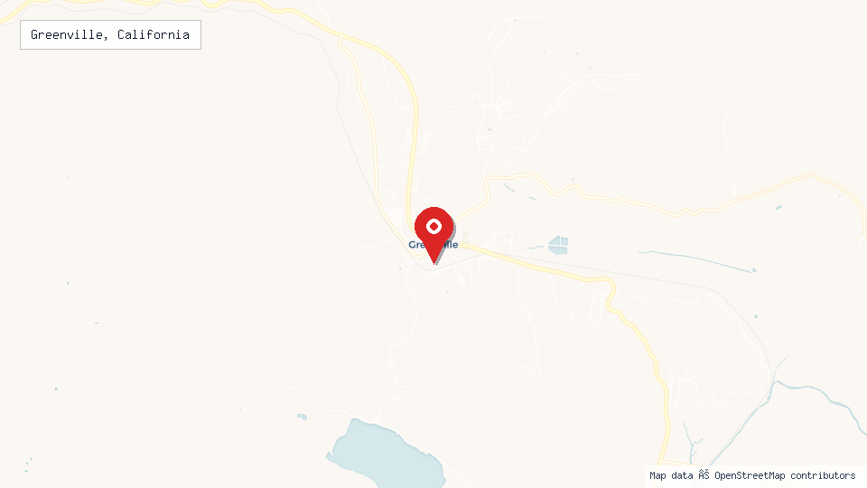 Street map of Greenville, California with location pin