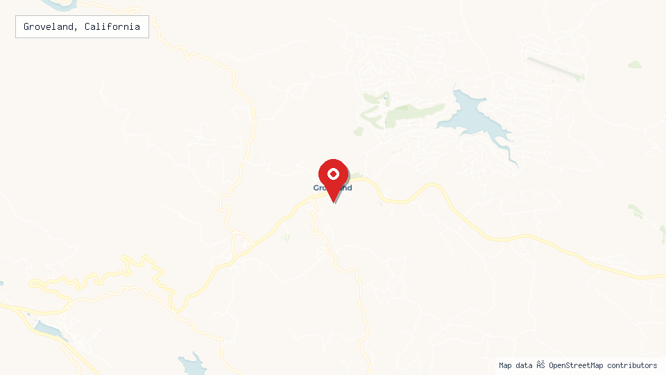 Street map of Groveland, California with location pin