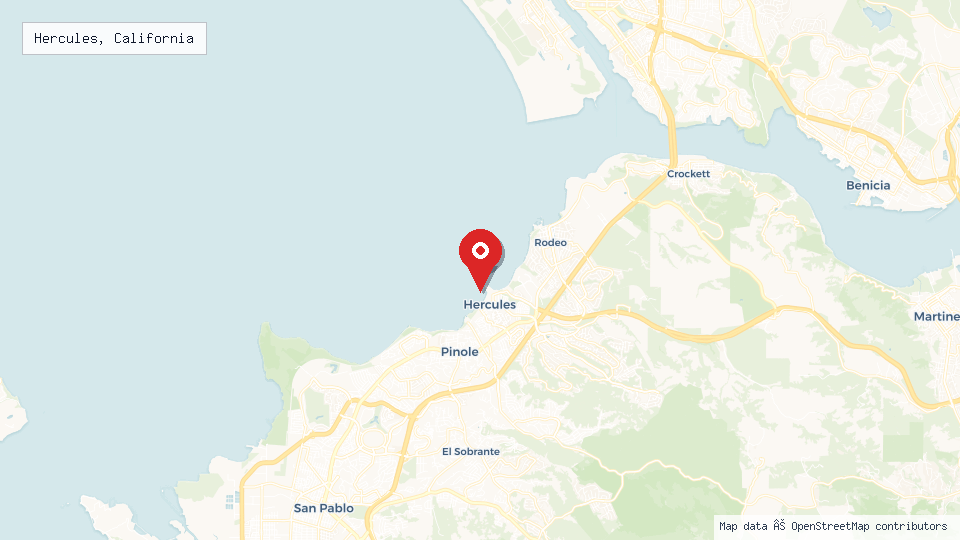 Street map of Hercules, California with location pin