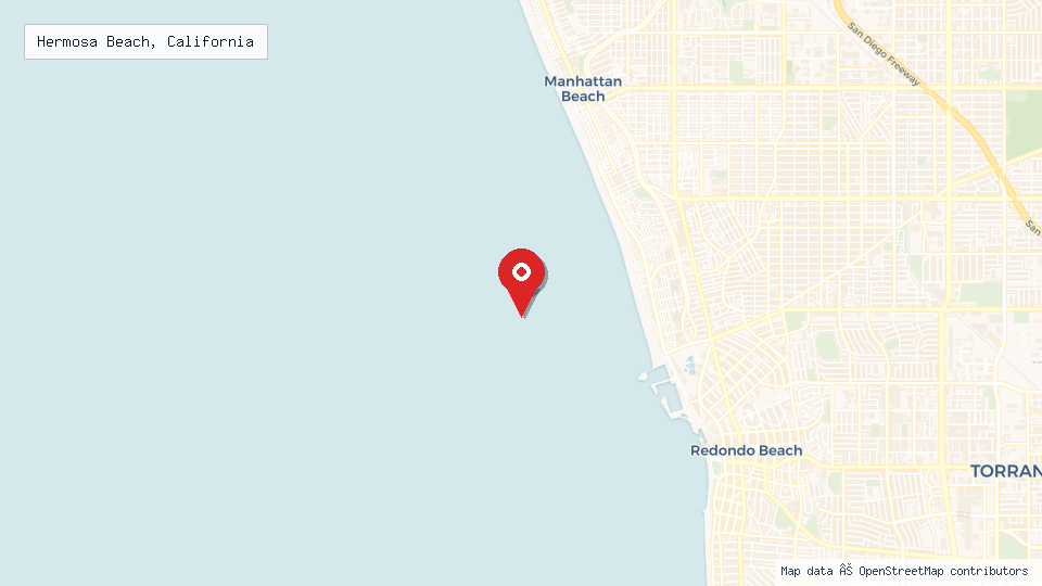 Street map of Hermosa Beach, California with location pin