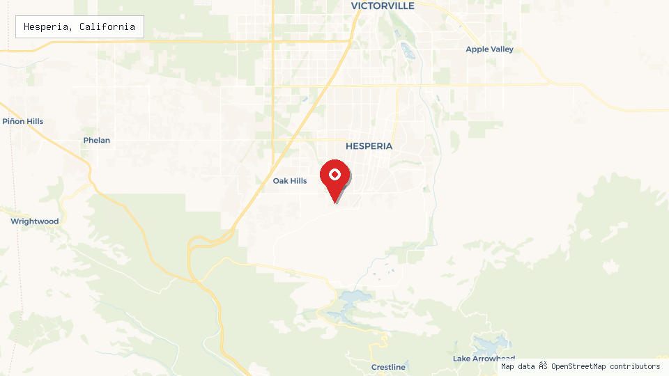 Street map of Hesperia, California with location pin