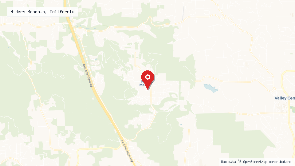 Street map of Hidden Meadows, California with location pin