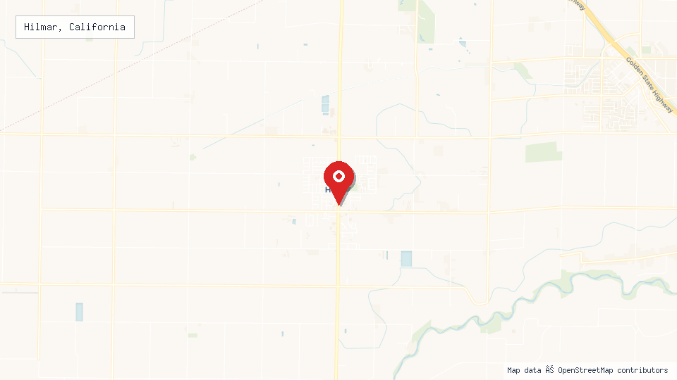 Street map of Hilmar, California with location pin