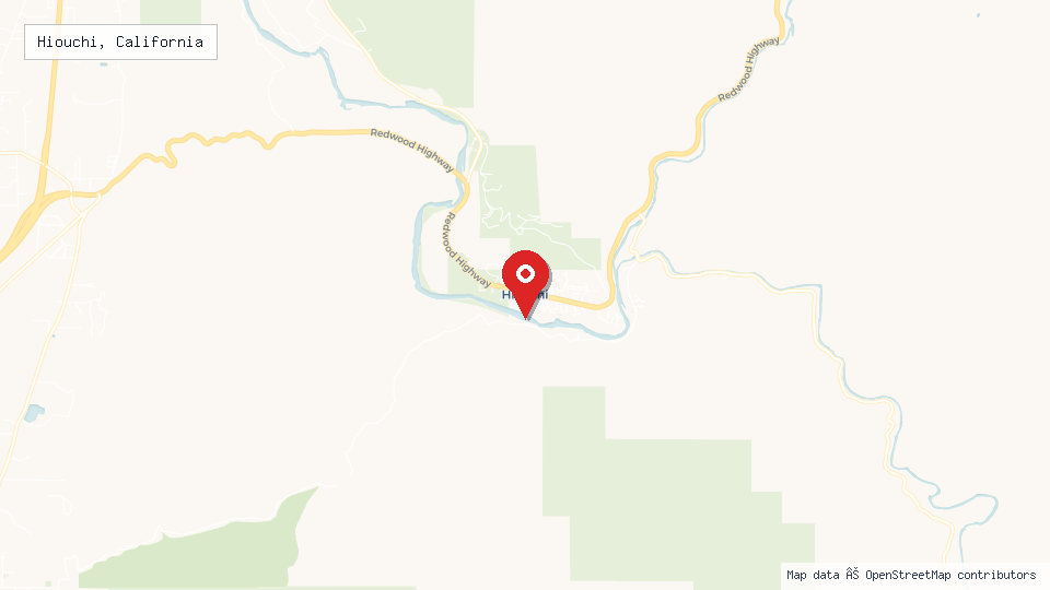 Street map of Hiouchi, California with location pin
