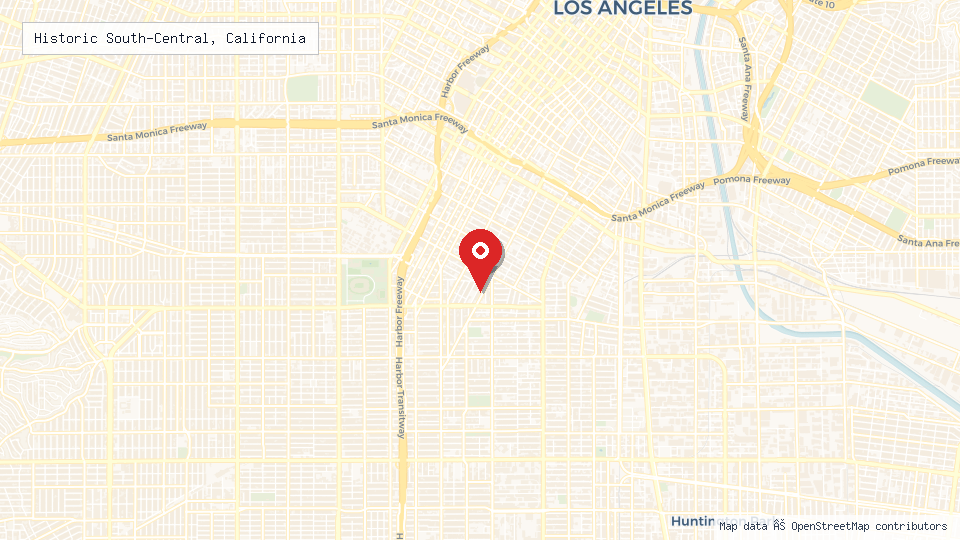 Street map of Historic South-Central, California with location pin