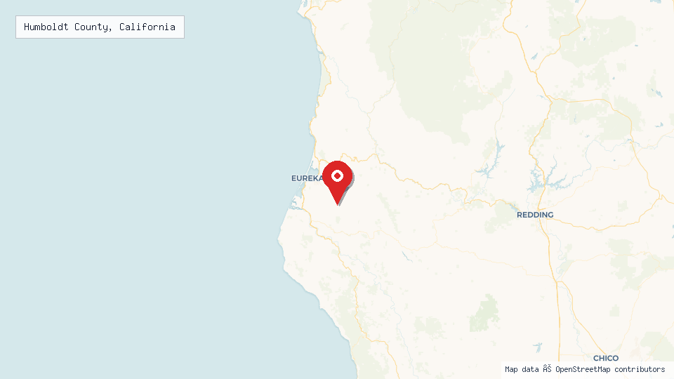 Street map of Humboldt County, California with location pin