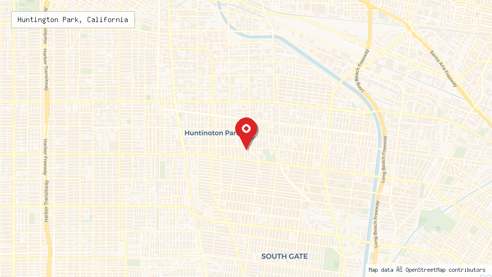 Street map of Huntington Park, California with location pin