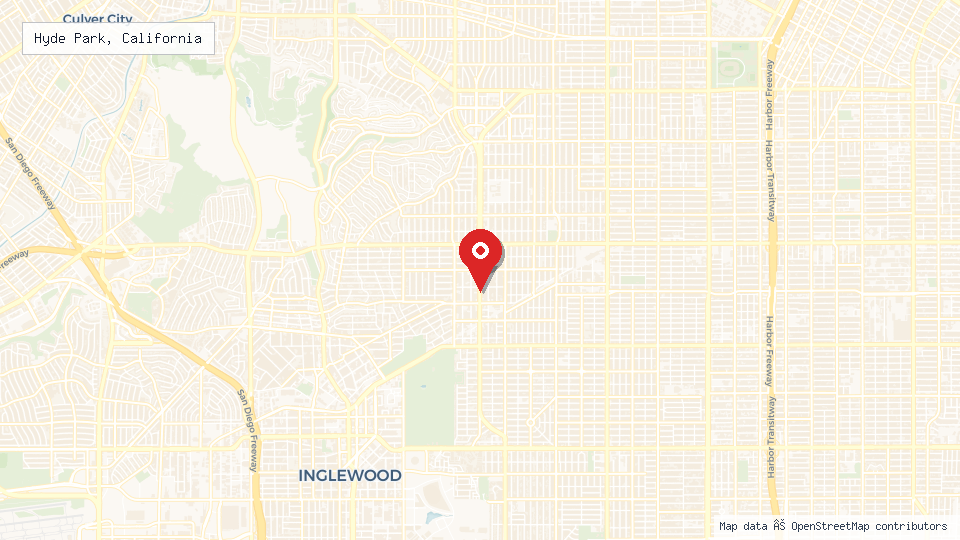 Street map of Hyde Park, California with location pin